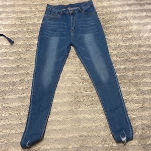 Slightly distressed skinny jeans